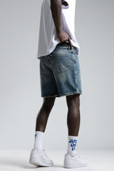 PANTALON SCURT DENIM BLUE